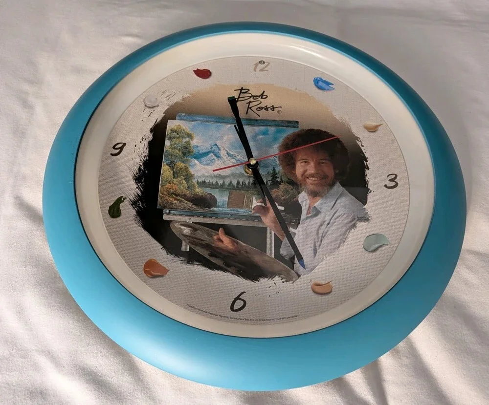 BOB ROSS Talking Wall Clock Cracker Barrel Artist Quirky Gift Battery